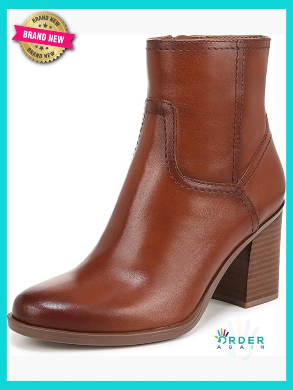 Sleek Heeled Ankle Bootie with Welt Stitch Details Side Zip Closure Block Heel